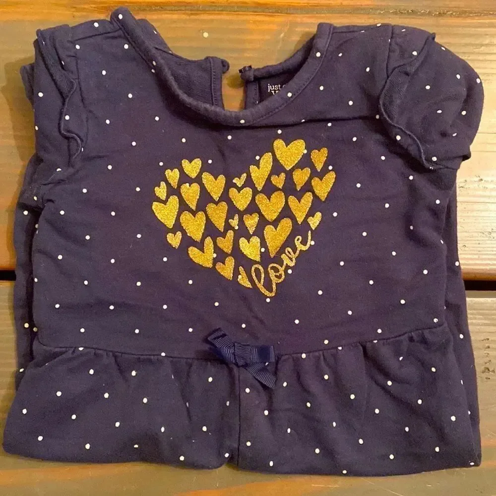 3/$15 Baby Girl Blue and Gold Jumper